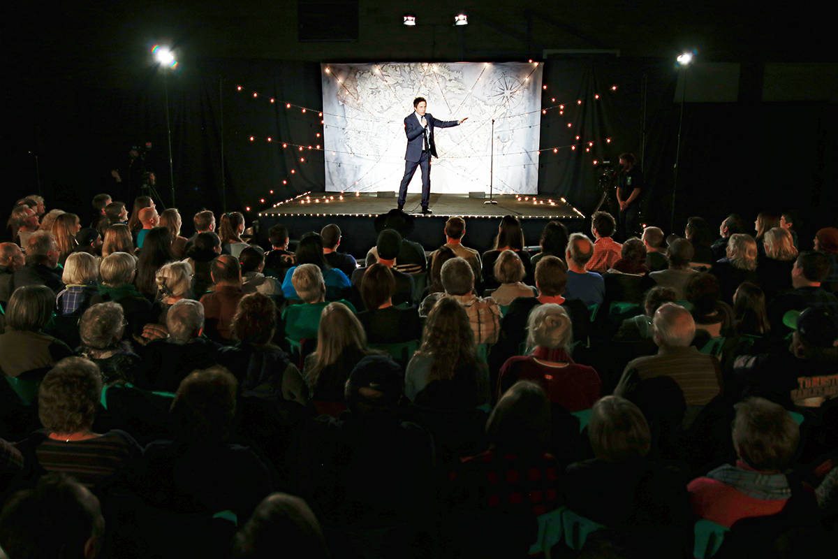 Jonny Harris on stage during a live show pre-COVID. (Photo by Chris Armstrong)